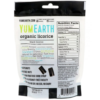 Yum Earth Organic Licorice - Black 142g