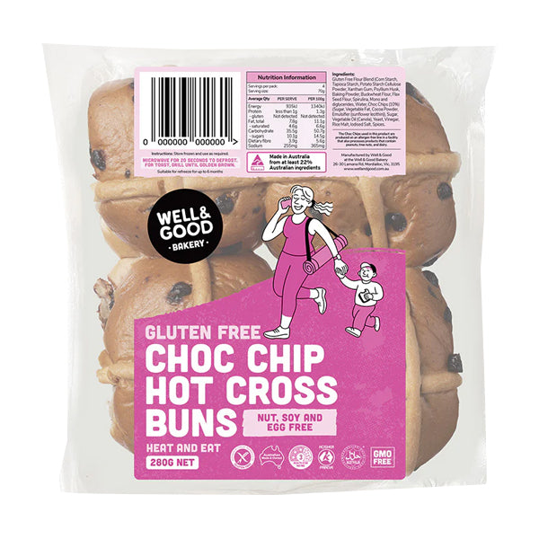 Well & Good - Hot Cross Buns Choc Chip (4) 280g