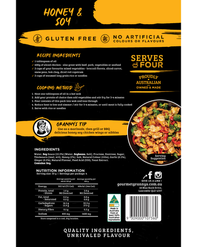 Gourmet Granny's - Stir Fry Sauce - Honey & Soy 200g