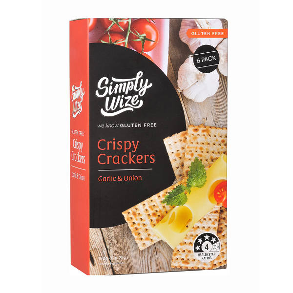 Simply Wize - Crispy Crackers - Garlic & Onion 150g