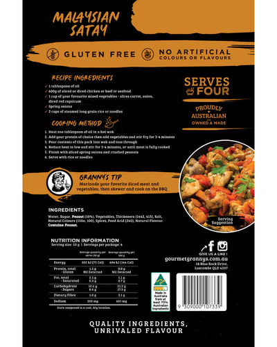 Gourmet Granny's - Stiry Fry Sauce - Malaysian Satay 200g
