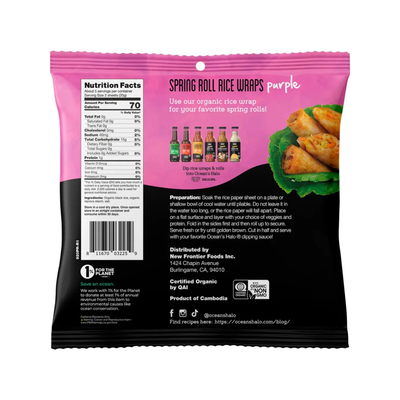 Ocean's Halo - Spring Roll Wraps - Purple Rice 120g