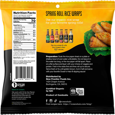 Ocean's Halo - Spring Roll Wraps - White Rice 120g