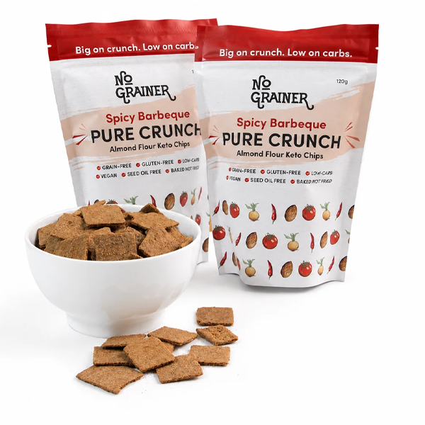No Grainer Pure Crunch Keto Chips - Spicy BBQ Flavour 120g