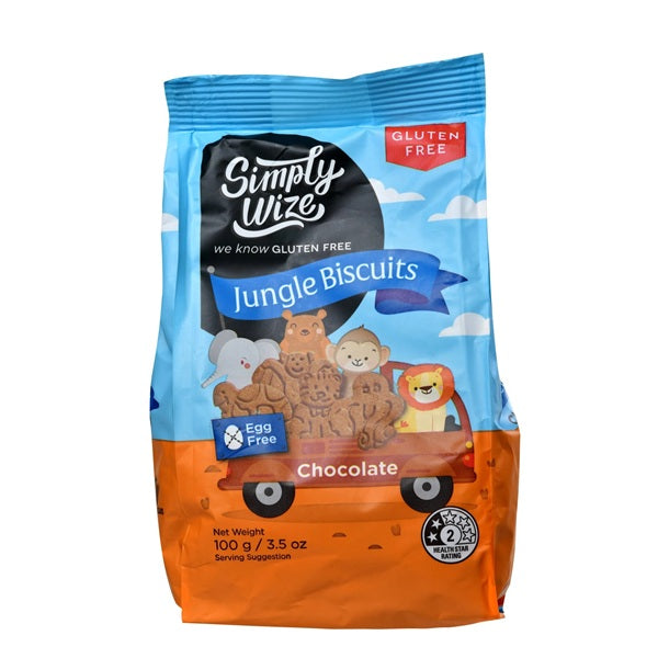Simply Wize - Jungle Biscuits Chocolate 100g