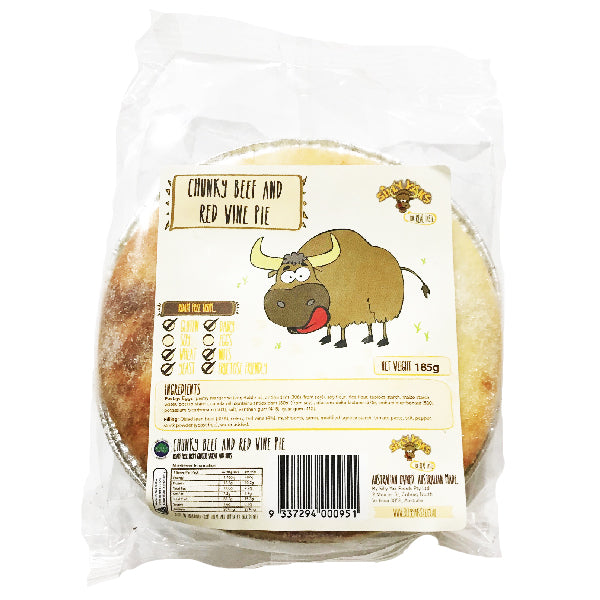 Silly Yaks Beef and Red Wine Pie - Carton (10 x 185g)