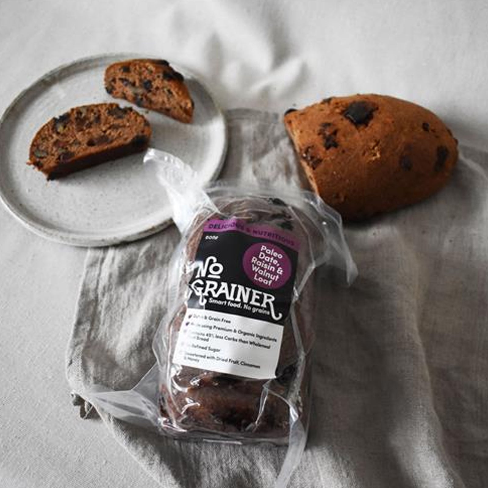 No Grainer Paleo Date, Raisin & Walnut Loaf 825g