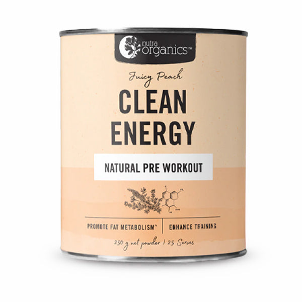 Nutra Organics - Clean Enegy - Juicy Peach Pre Workout 250g