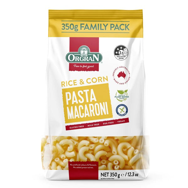 Orgran Pasta Rice and Corn Macaroni 350g