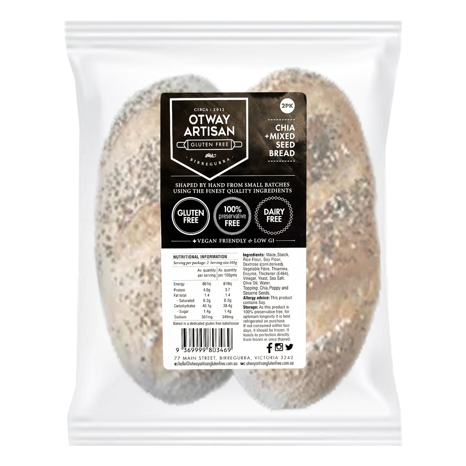 Otway Artisan Chia and Mixed Seed 2 Pk